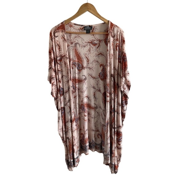 Angie Kimono Cardigan Paisley Print Longline Lightweight Boho Large - Picture 1 of 6